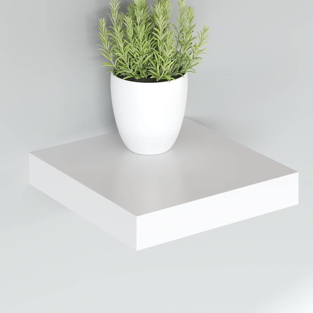 2 db fehér MDF lebegő fali polc 23 x 23,5 x 3,8 cm