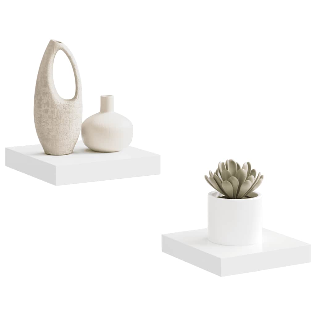 2 db fehér MDF lebegő fali polc 23 x 23,5 x 3,8 cm