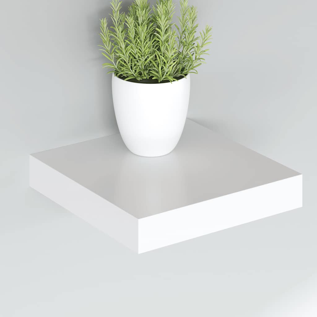 4 db fehér MDF lebegő fali polc 23 x 23,5 x 3,8 cm