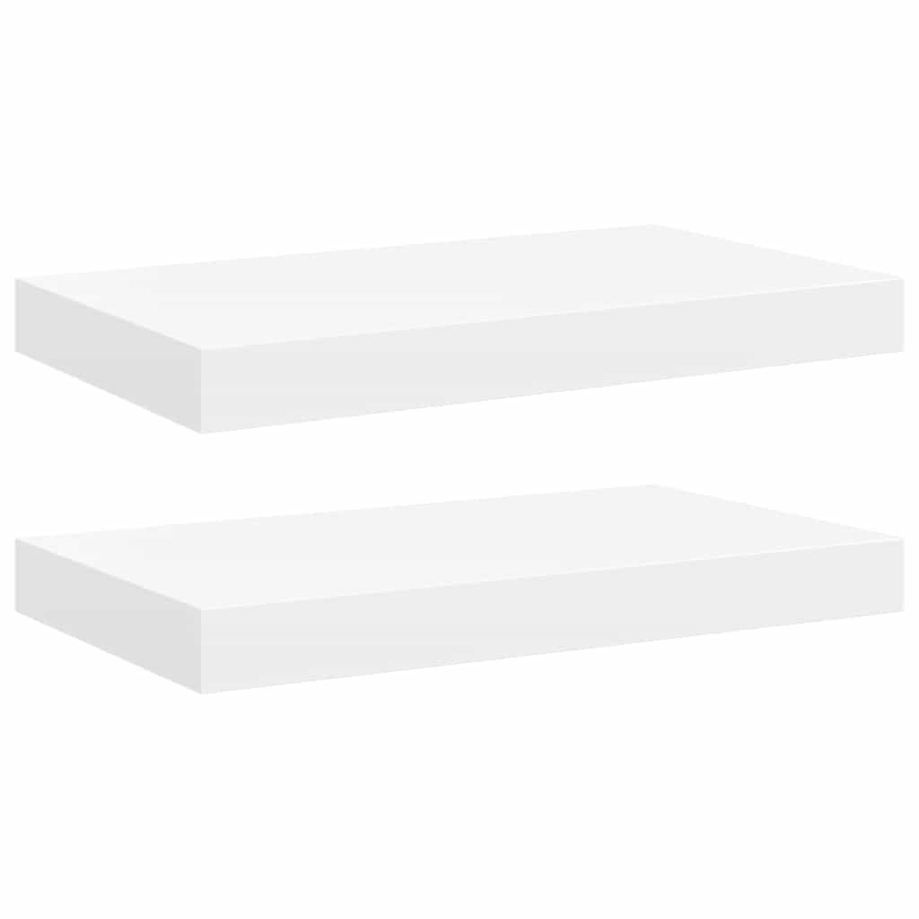 2 db fehér MDF lebegő fali polc 40 x 23,5 x 3,8 cm