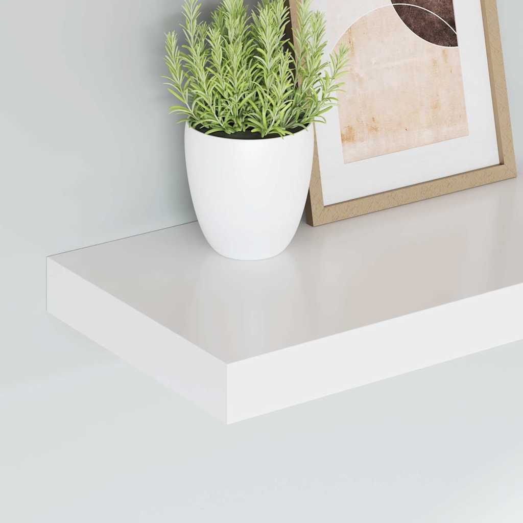 2 db fehér MDF lebegő fali polc 40 x 23,5 x 3,8 cm