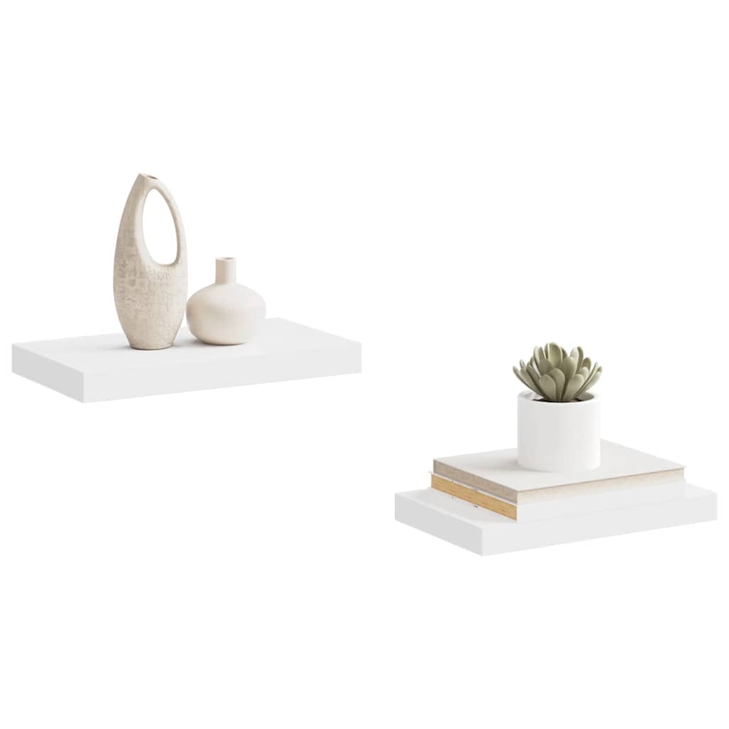2 db fehér MDF lebegő fali polc 40 x 23,5 x 3,8 cm