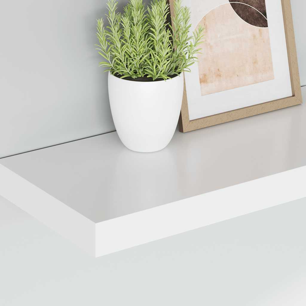 2 db fehér MDF lebegő fali polc 50 x 23,5 x 3,8 cm