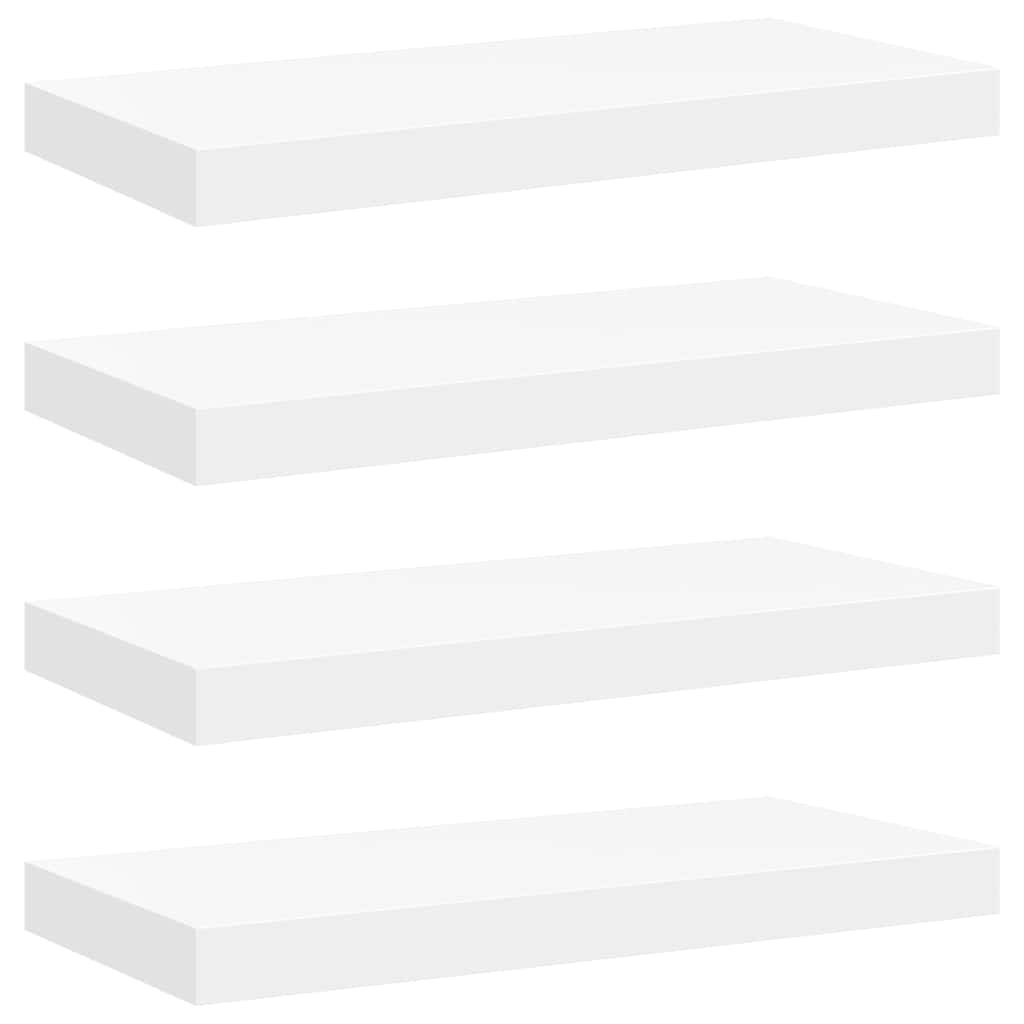 4 db fehér MDF fali polc 50 x 23,5 x 3,8 cm