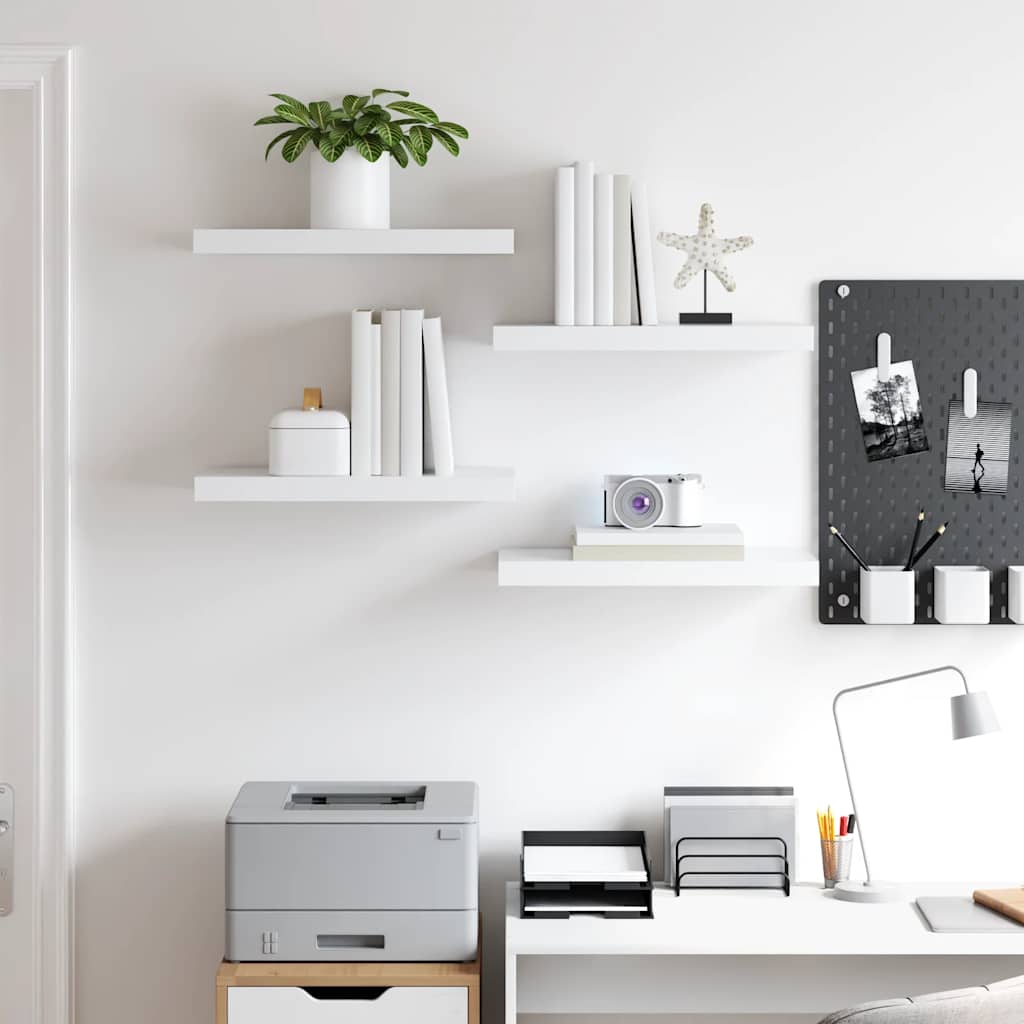 4 db fehér MDF fali polc 50 x 23,5 x 3,8 cm