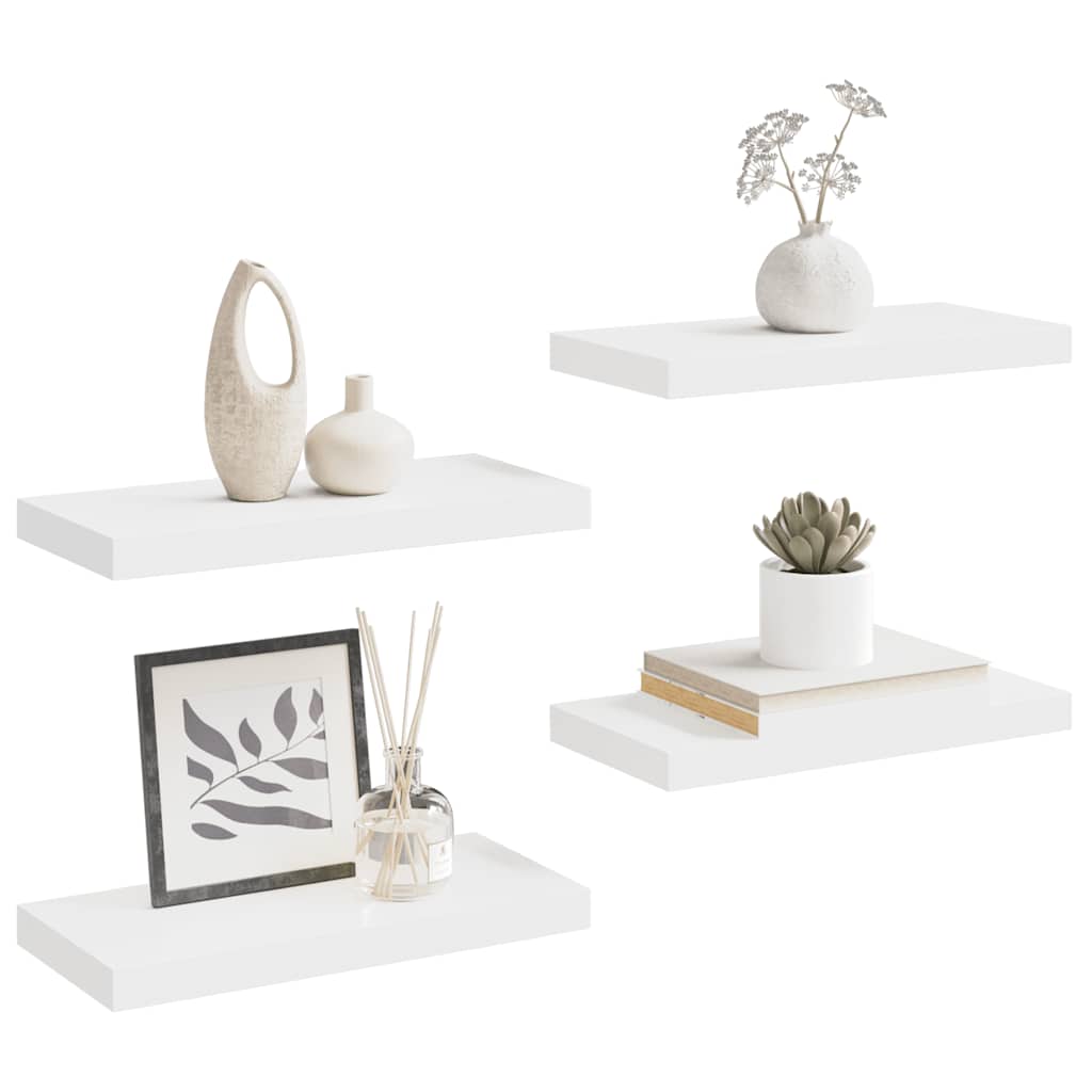 4 db fehér MDF fali polc 50 x 23,5 x 3,8 cm