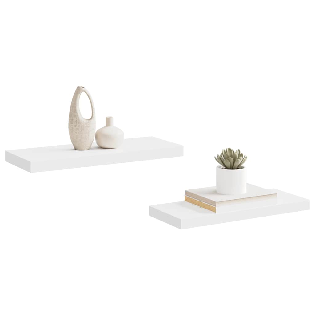2 db fehér MDF fali polc 60 x 23,5 x 3,8 cm