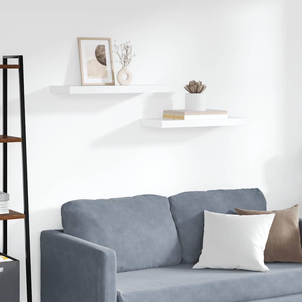 2 db fehér MDF fali polc 60 x 23,5 x 3,8 cm