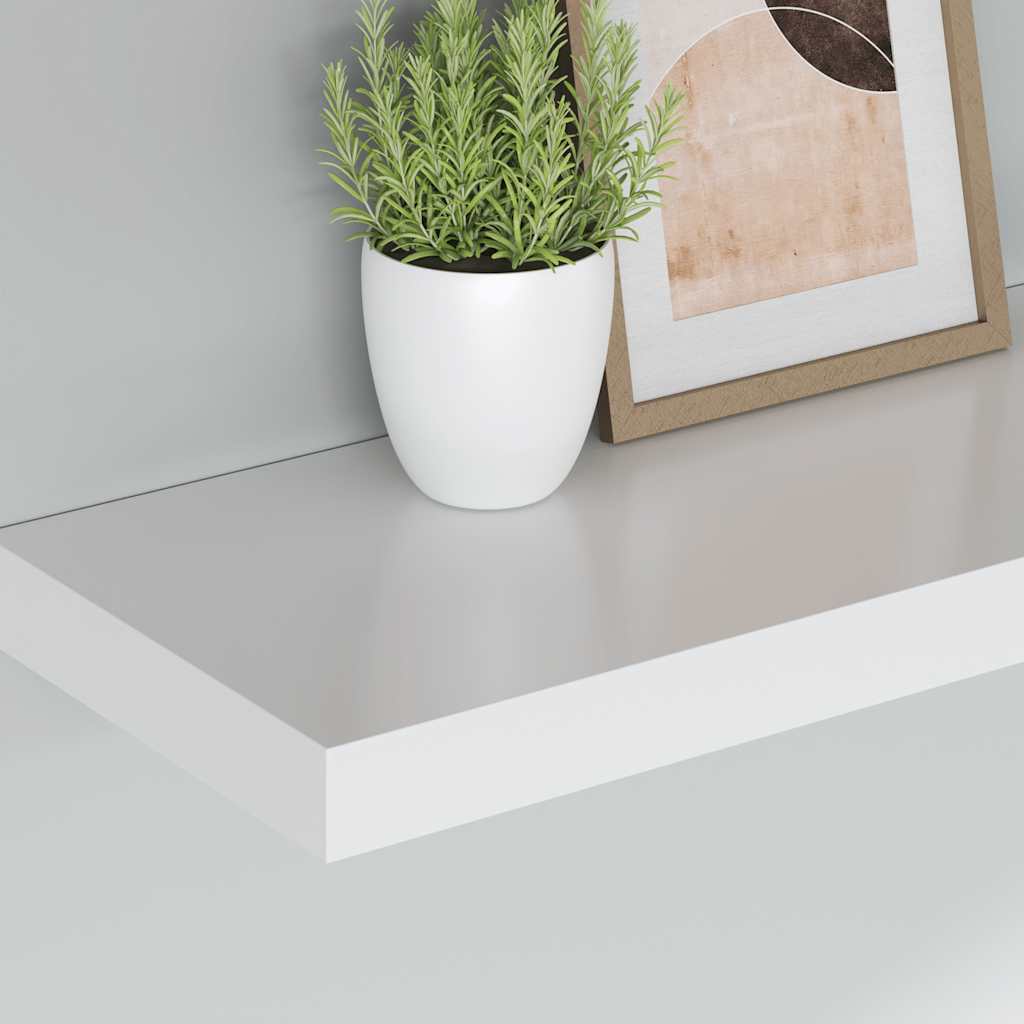 4 db fehér MDF lebegő fali polc 60 x 23,5 x 3,8 cm