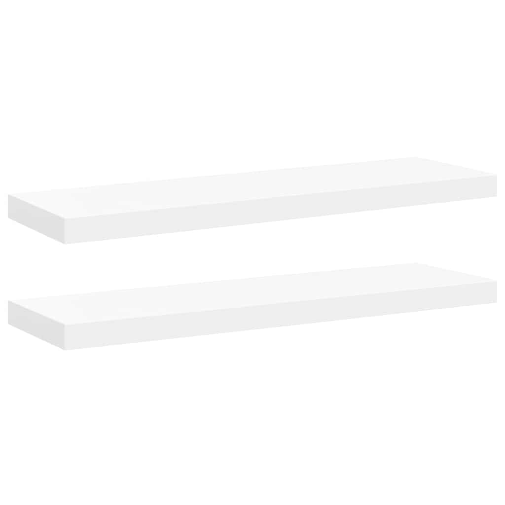 2 db fehér MDF lebegő fali polc 80 x 23,5 x 3,8 cm