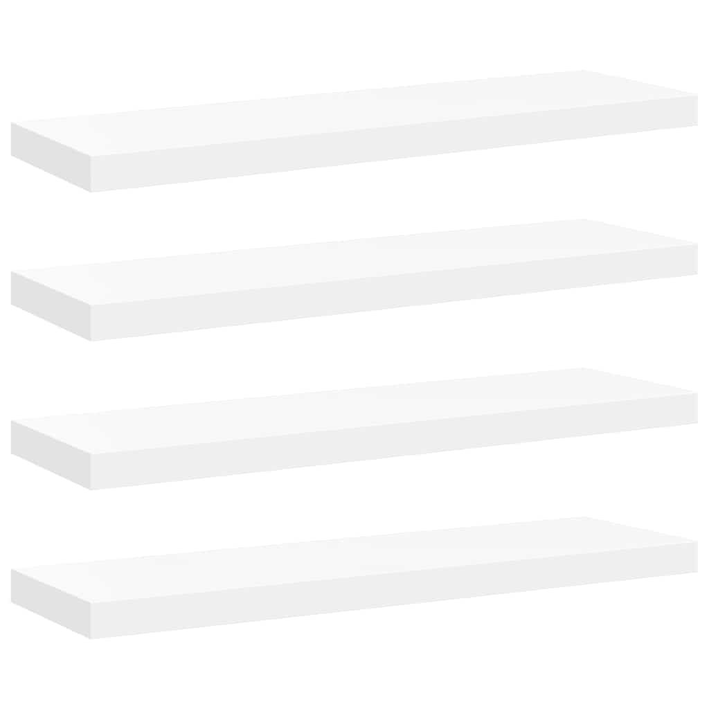4 db fehér MDF lebegő fali polc 80 x 23,5 x 3,8 cm