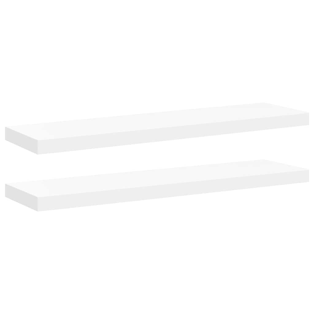 2 db fehér MDF lebegő fali polc 90 x 23,5 x 3,8 cm