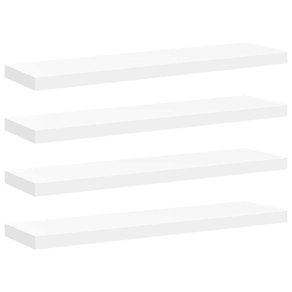 4 db fehér MDF lebegő fali polc 90 x 23,5 x 3,8 cm