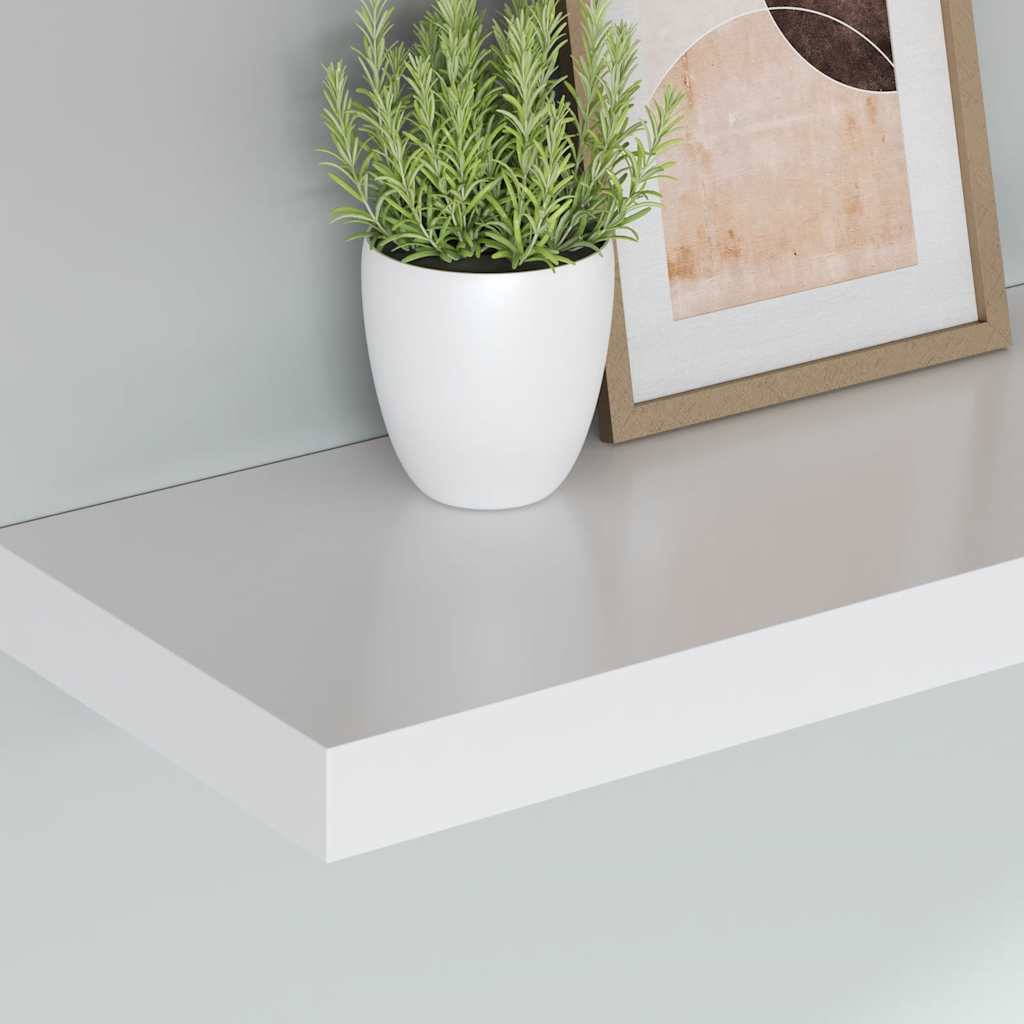 4 db fehér MDF lebegő fali polc 90 x 23,5 x 3,8 cm