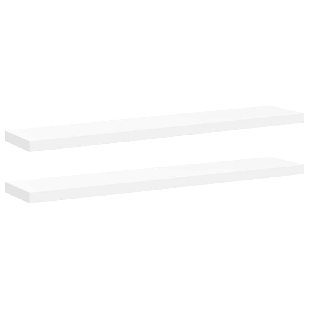2 db fehér MDF lebegő fali polc 120 x 23,5 x 3,8 cm