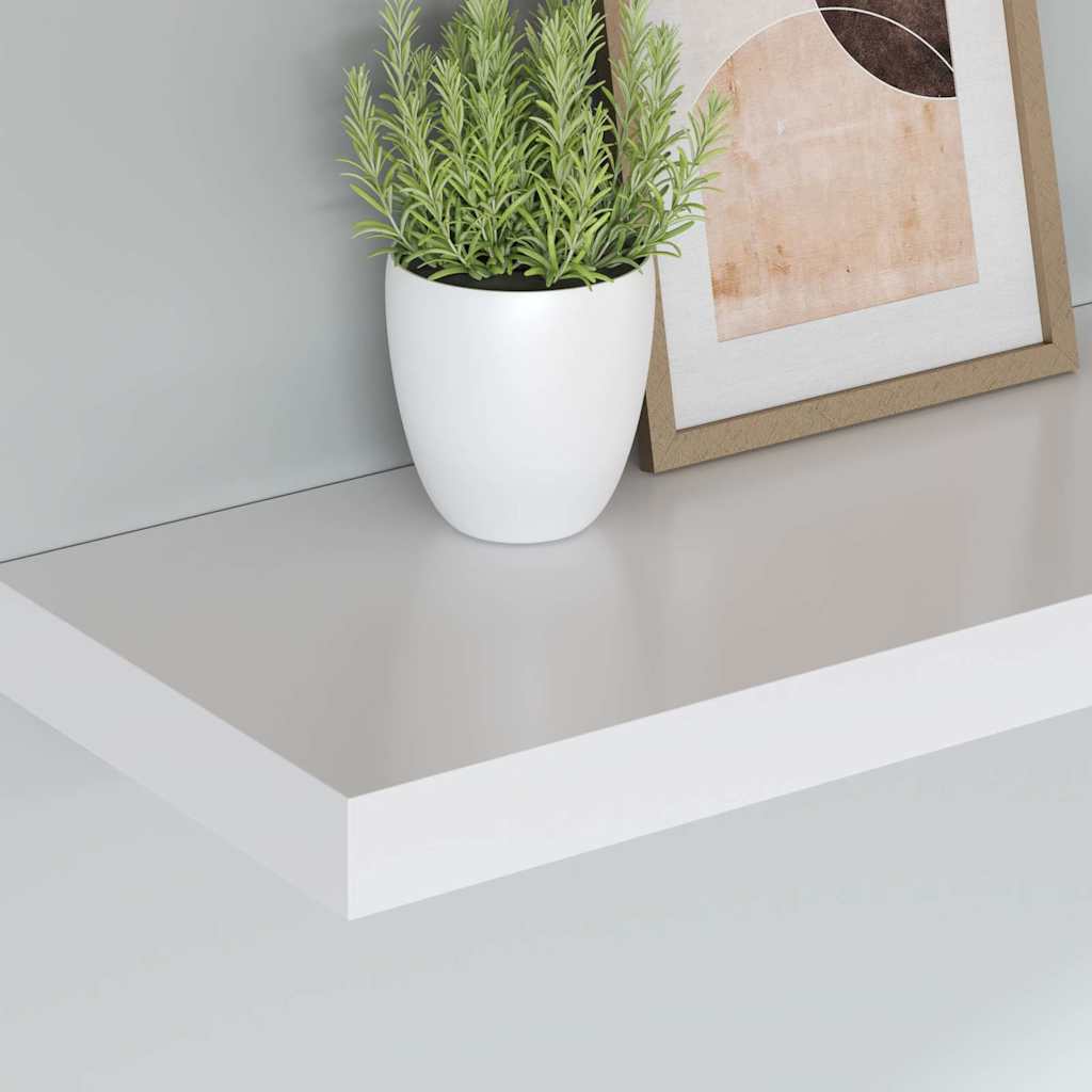 2 db fehér MDF lebegő fali polc 120 x 23,5 x 3,8 cm