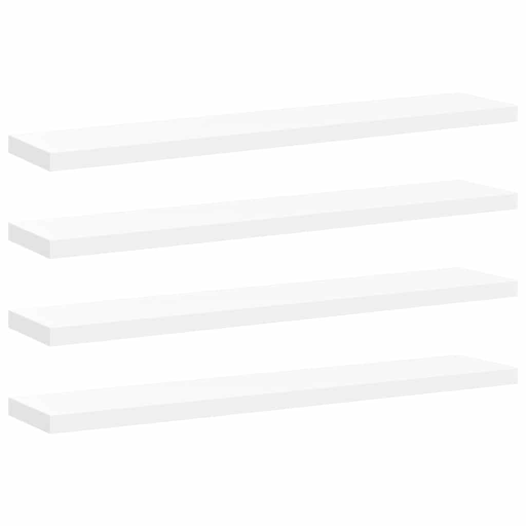 4 db fehér MDF lebegő fali polc 120 x 23,5 x 3,8 cm