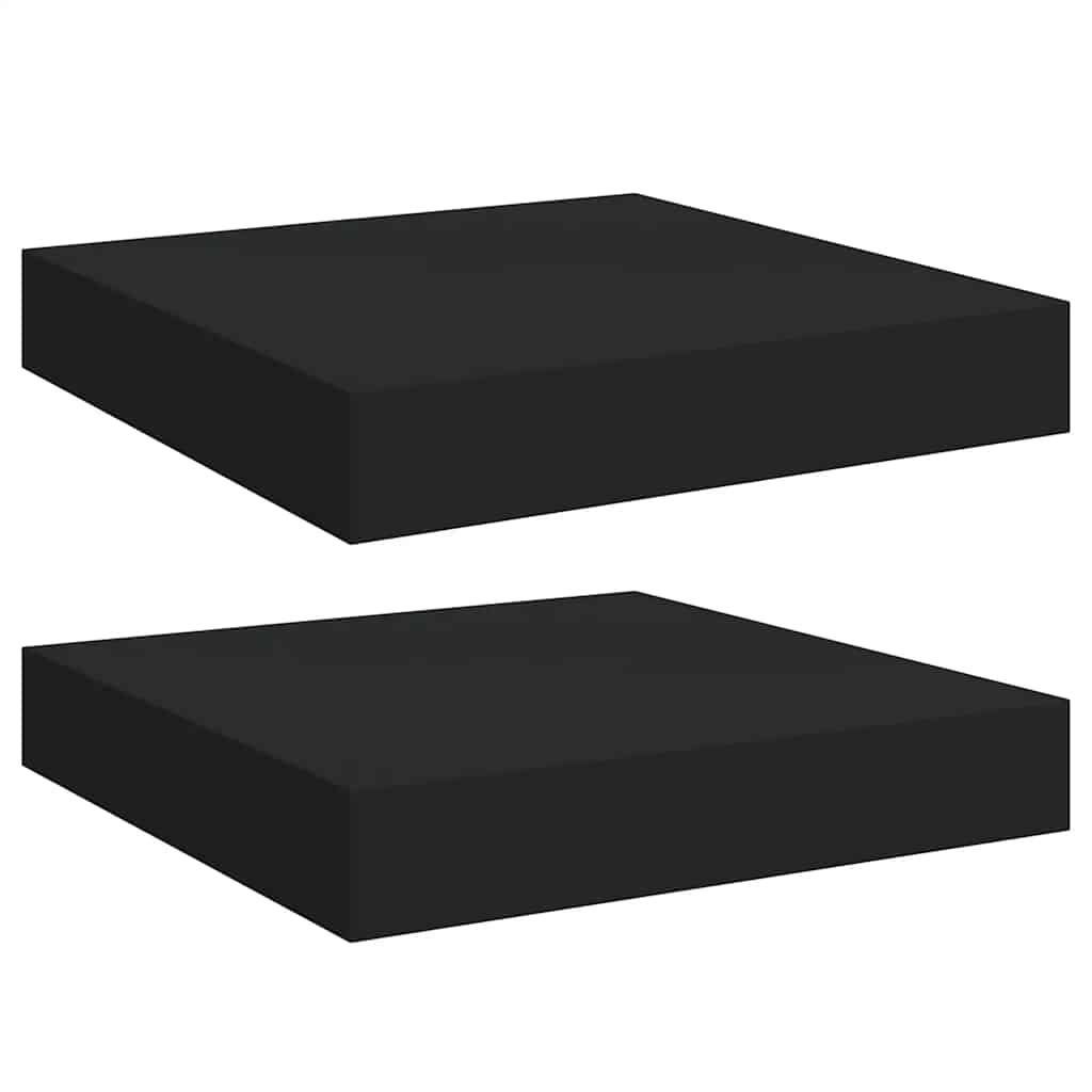 2 db fekete MDF lebegő fali polc 23 x 23,5 x 3,8 cm