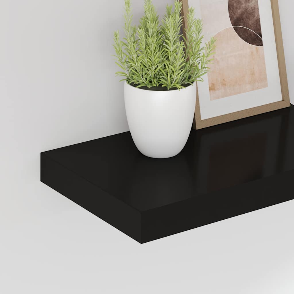 4 db fekete MDF lebegő fali polc 40 x 23,5 x 3,8 cm