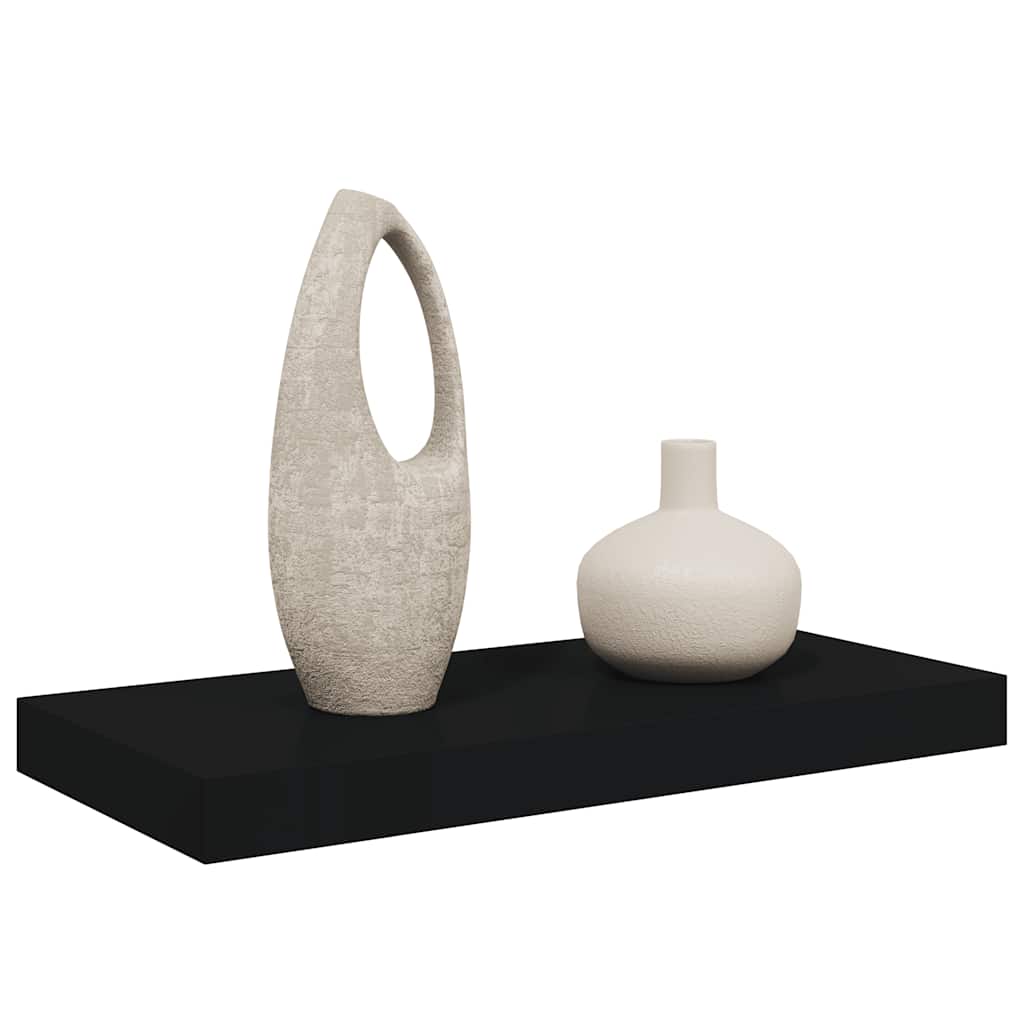 fekete MDF lebegő fali polc 50 x 23,5 x 3,8 cm