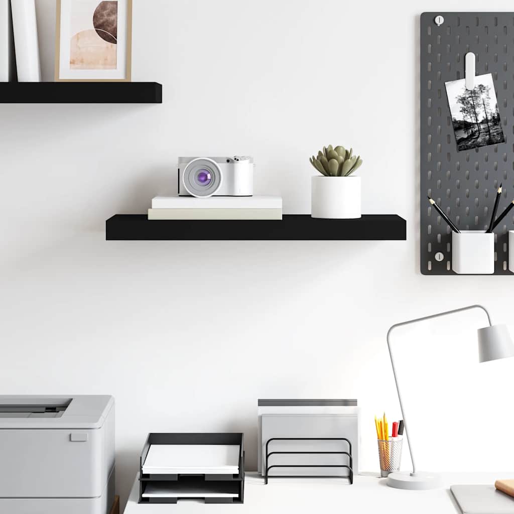fekete MDF fali polc 60 x 23,5 x 3,8 cm