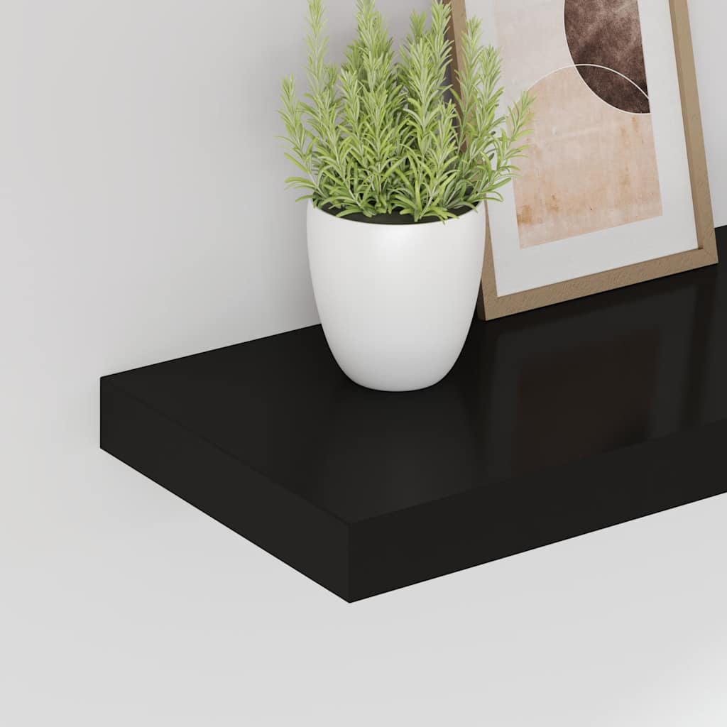 fekete MDF fali polc 60 x 23,5 x 3,8 cm