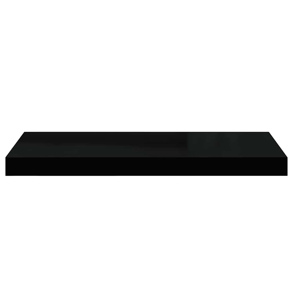 2 db fekete MDF lebegő fali polc 60 x 23,5 x 3,8 cm
