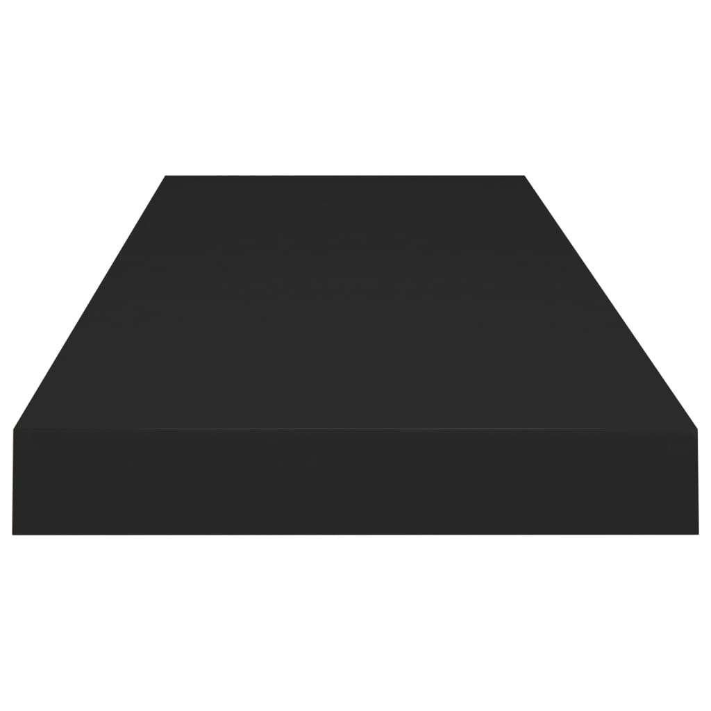 2 db fekete MDF lebegő fali polc 80 x 23,5 x 3,8 cm