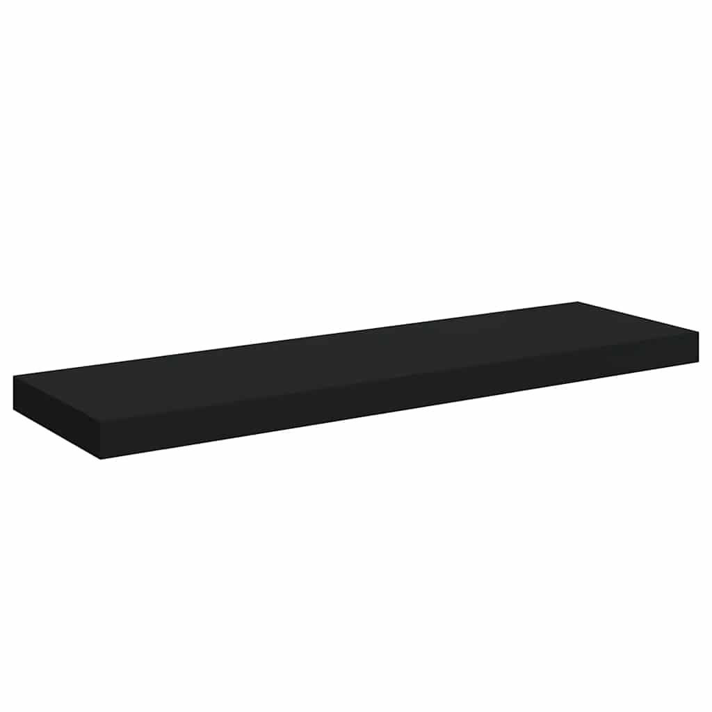 2 db fekete MDF lebegő fali polc 80 x 23,5 x 3,8 cm