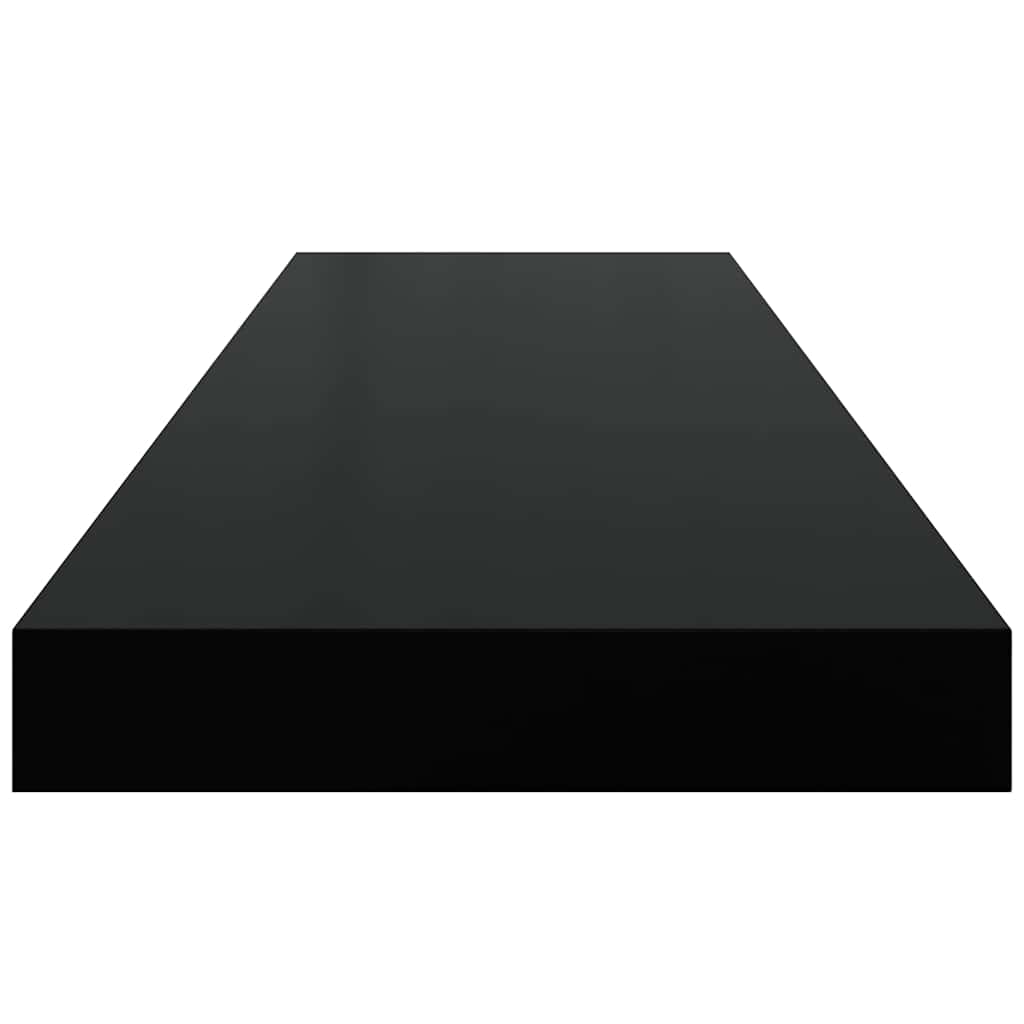 2 db fekete MDF lebegő fali polc 80 x 23,5 x 3,8 cm