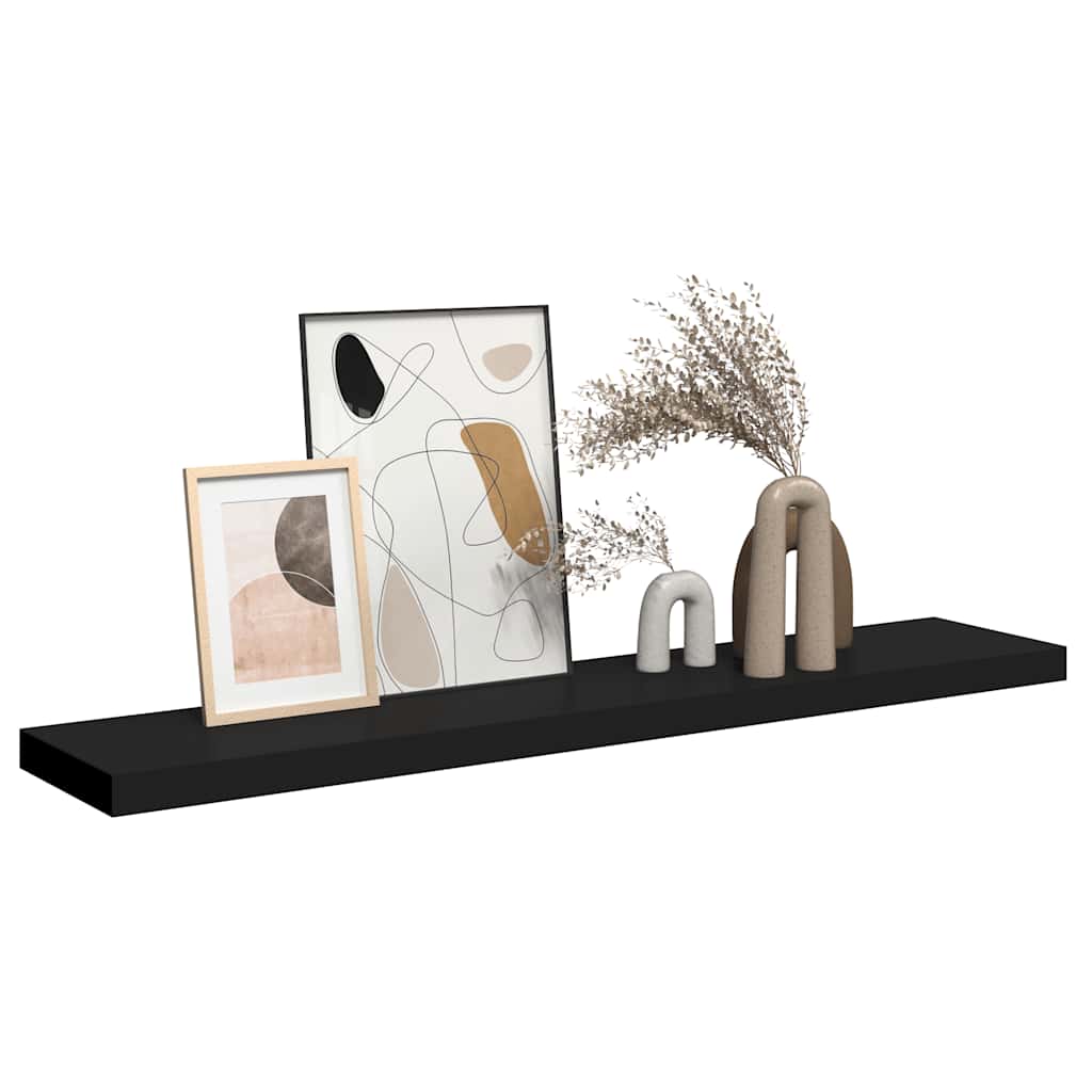 fekete MDF lebegő fali polc 120 x 23,5 x 3,8 cm