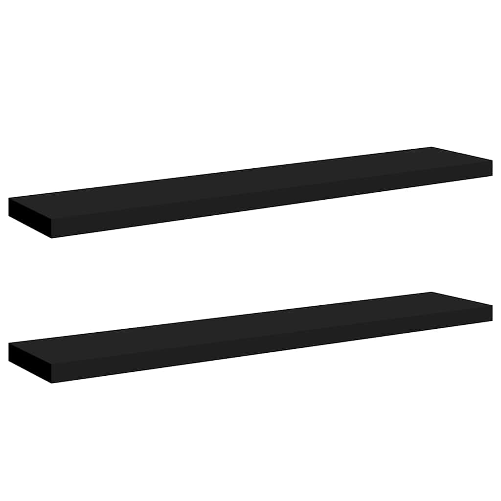 2 db fekete MDF lebegő fali polc 120 x 23,5 x 3,8 cm