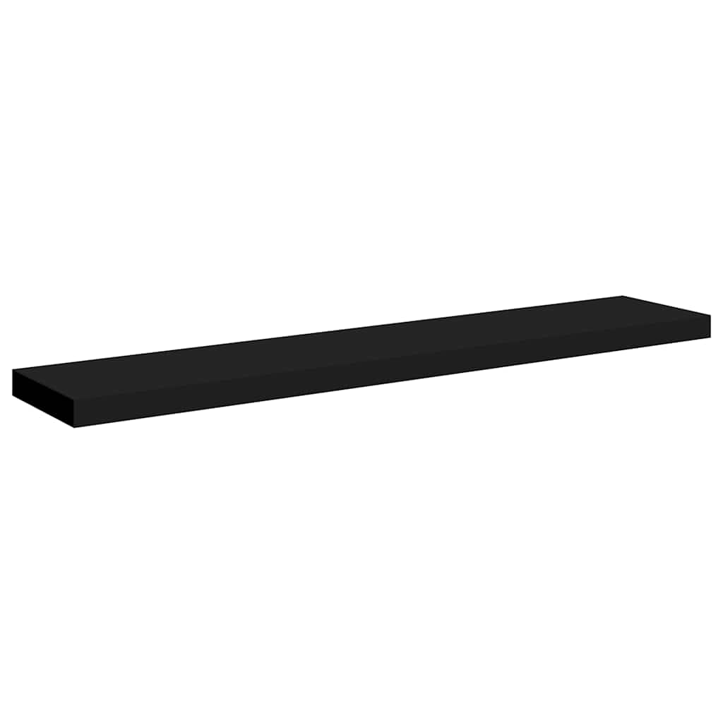 2 db fekete MDF lebegő fali polc 120 x 23,5 x 3,8 cm