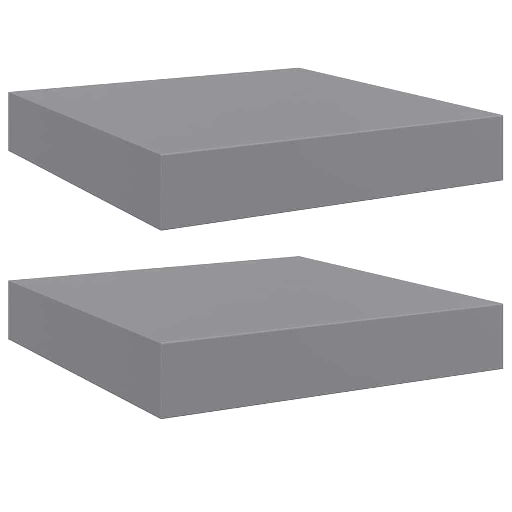 2 db szürke MDF lebegő fali polc 23 x 23,5 x 3,8 cm