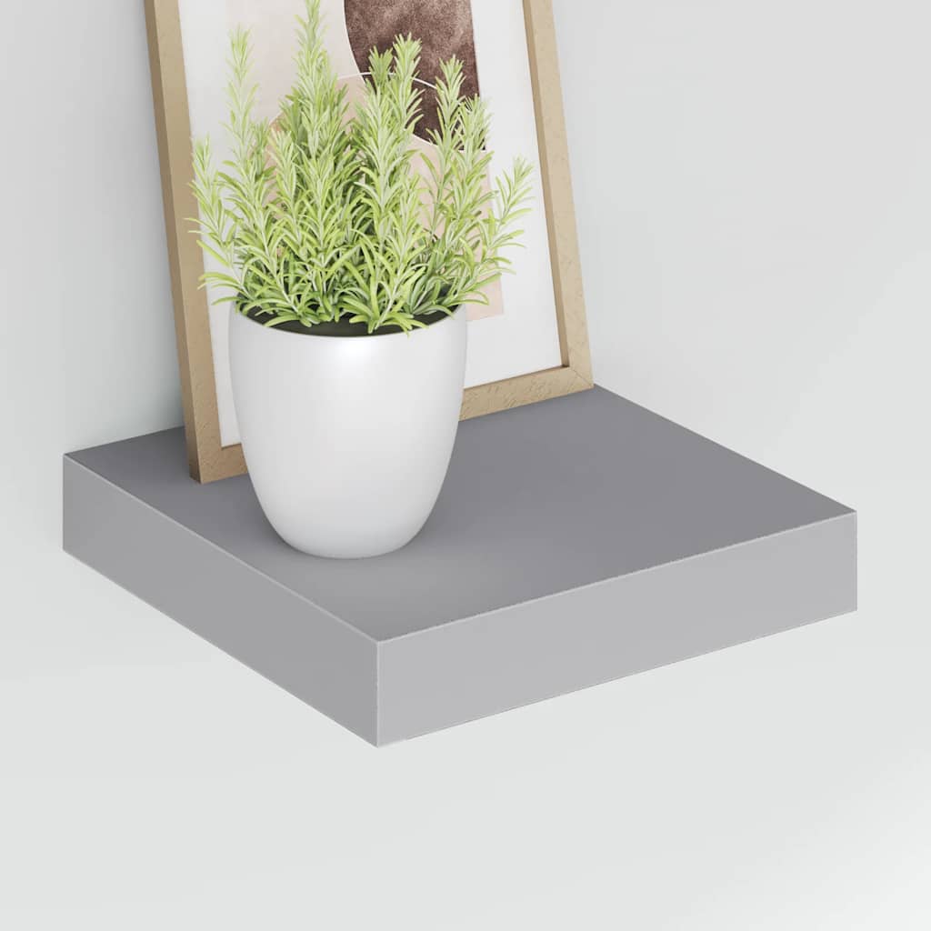 4 db szürke MDF lebegő fali polc 23 x 23,5 x 3,8 cm
