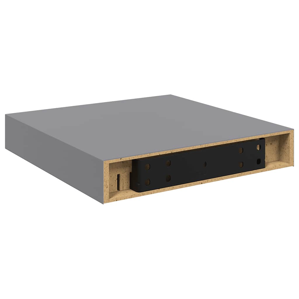 4 db szürke MDF lebegő fali polc 23 x 23,5 x 3,8 cm