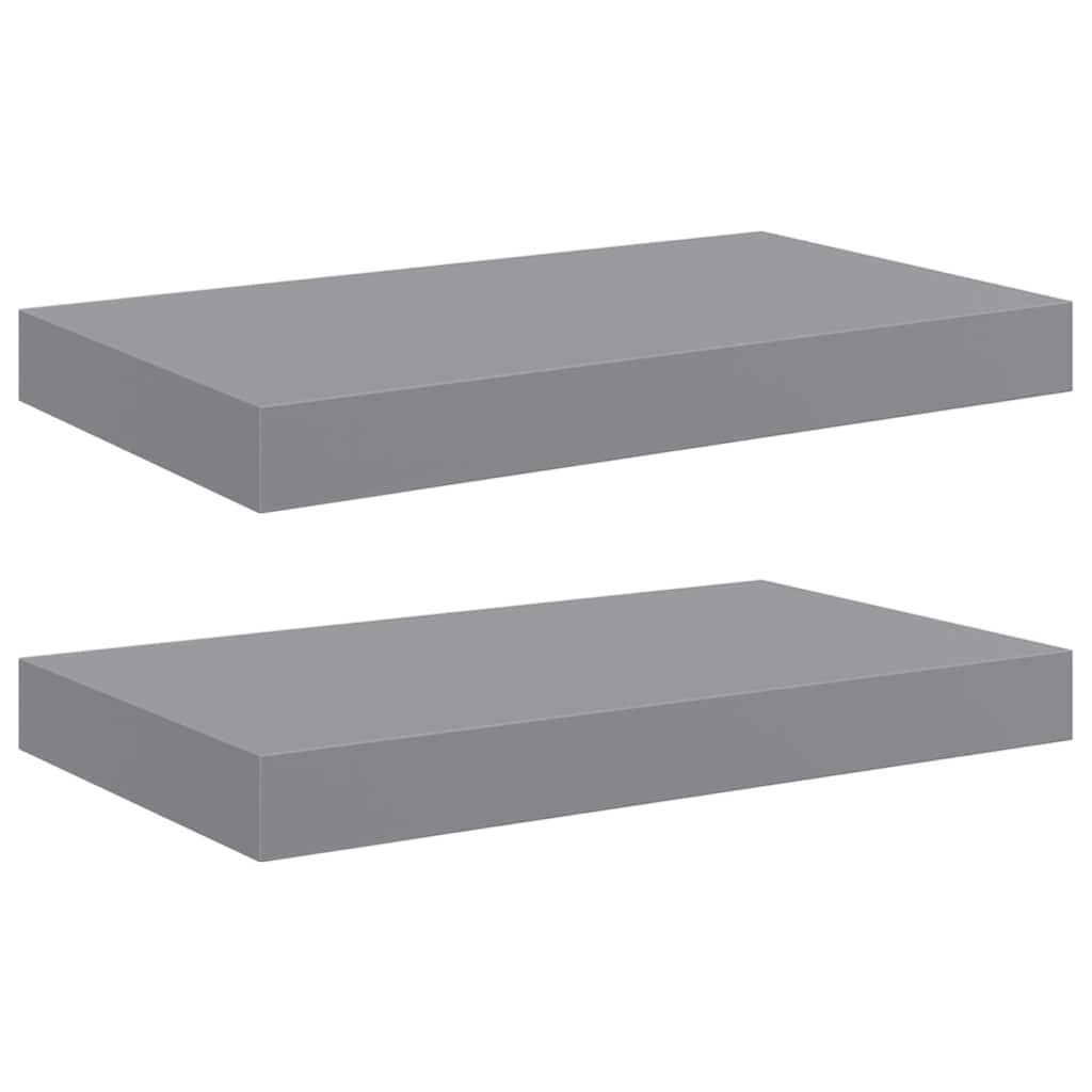 2 db szürke MDF lebegő fali polc 40 x 23,5 x 3,8 cm