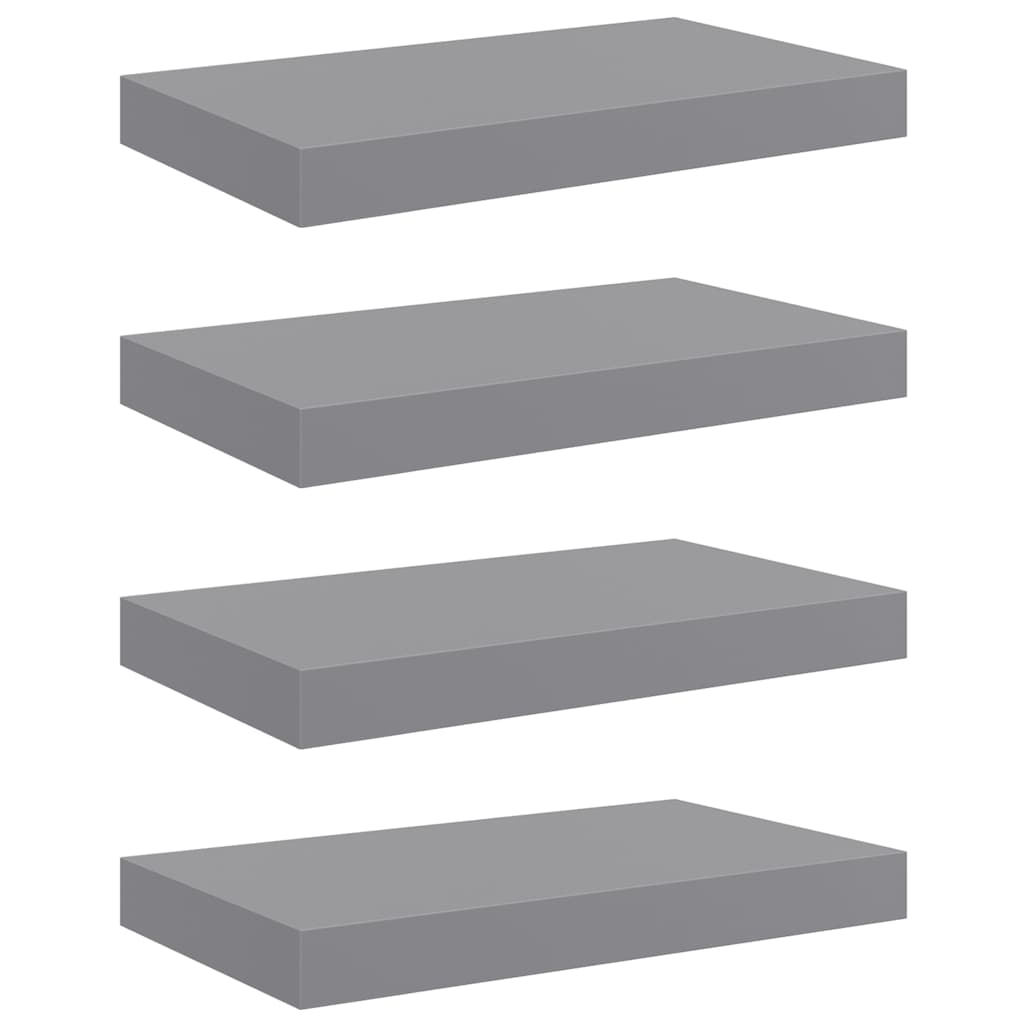 4 db szürke MDF lebegő fali polc 40 x 23 x 3,8 cm