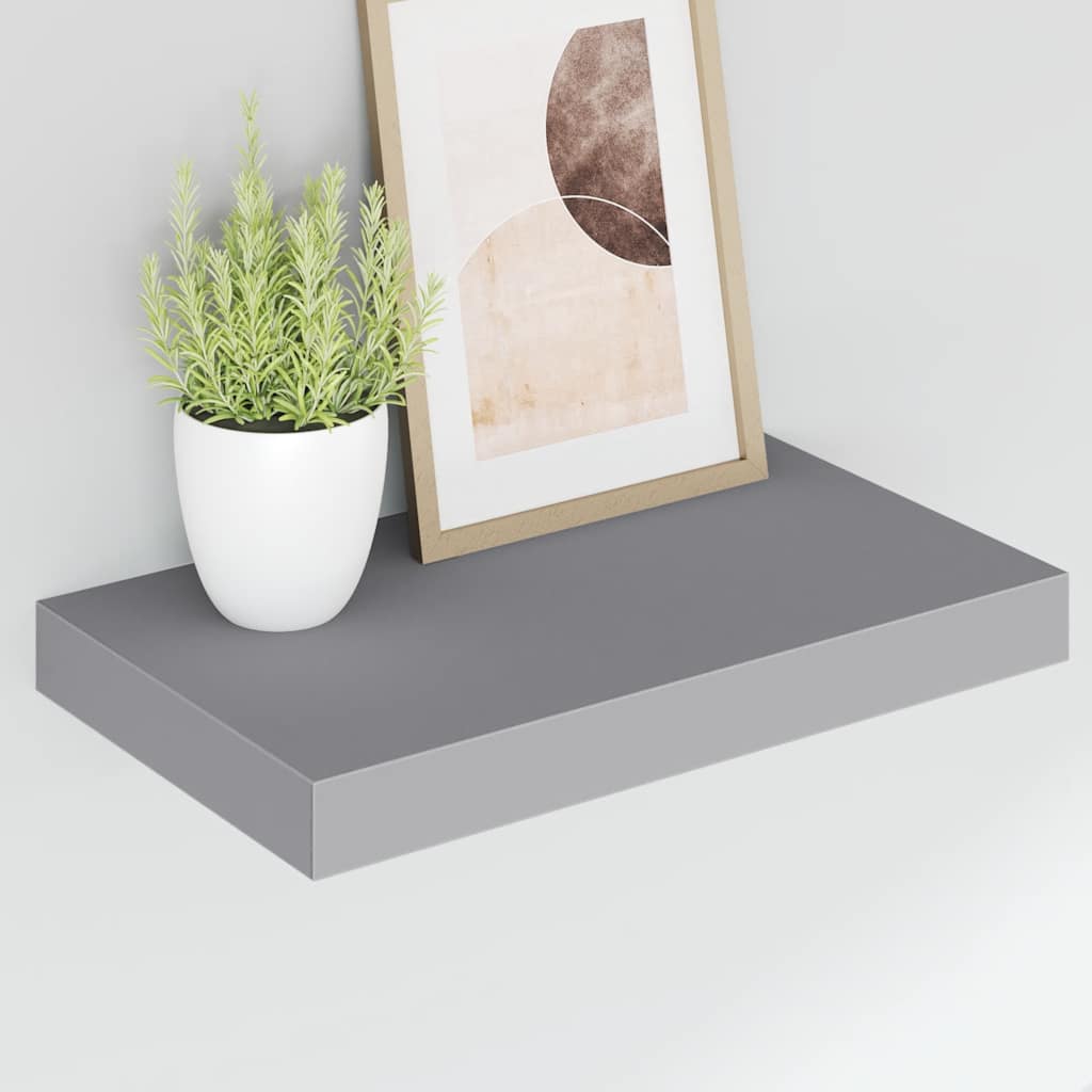 4 db szürke MDF lebegő fali polc 40 x 23 x 3,8 cm