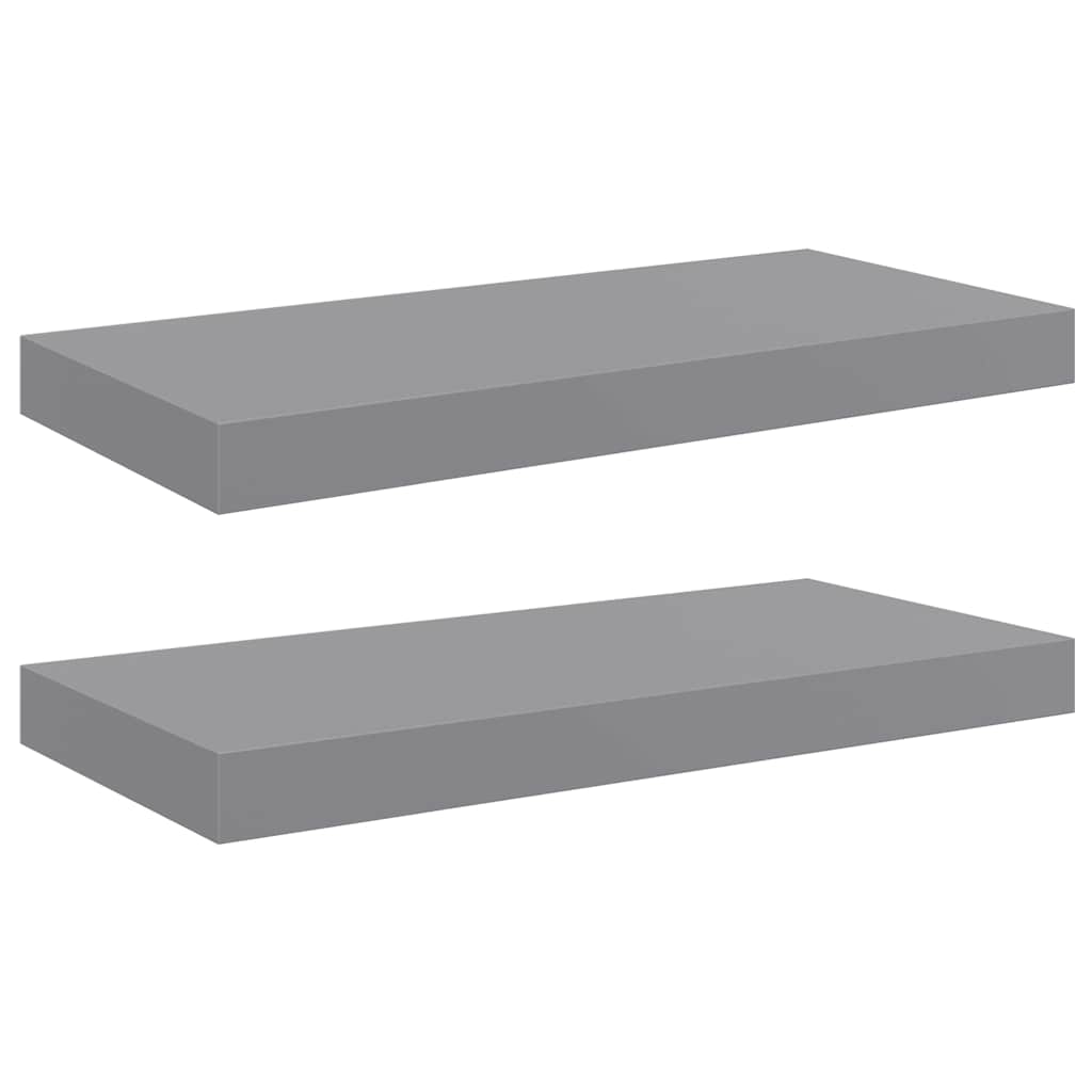2 db szürke MDF fali polc 50 x 23,5 x 3,8 cm