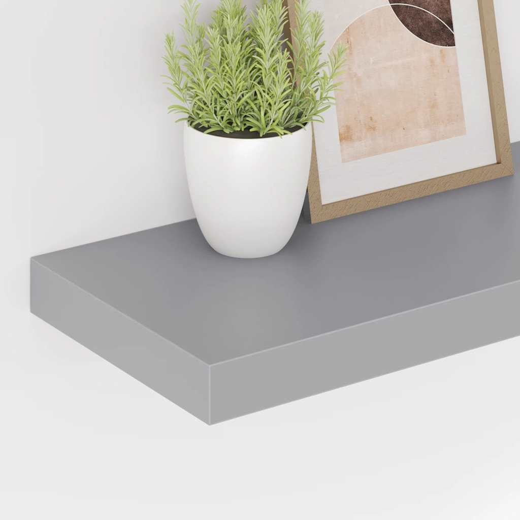 2 db szürke MDF fali polc 50 x 23,5 x 3,8 cm
