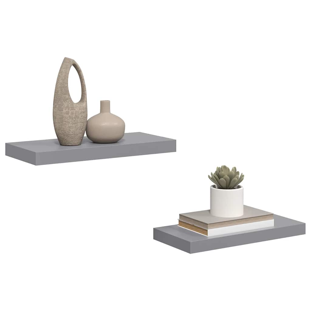 2 db szürke MDF fali polc 50 x 23,5 x 3,8 cm