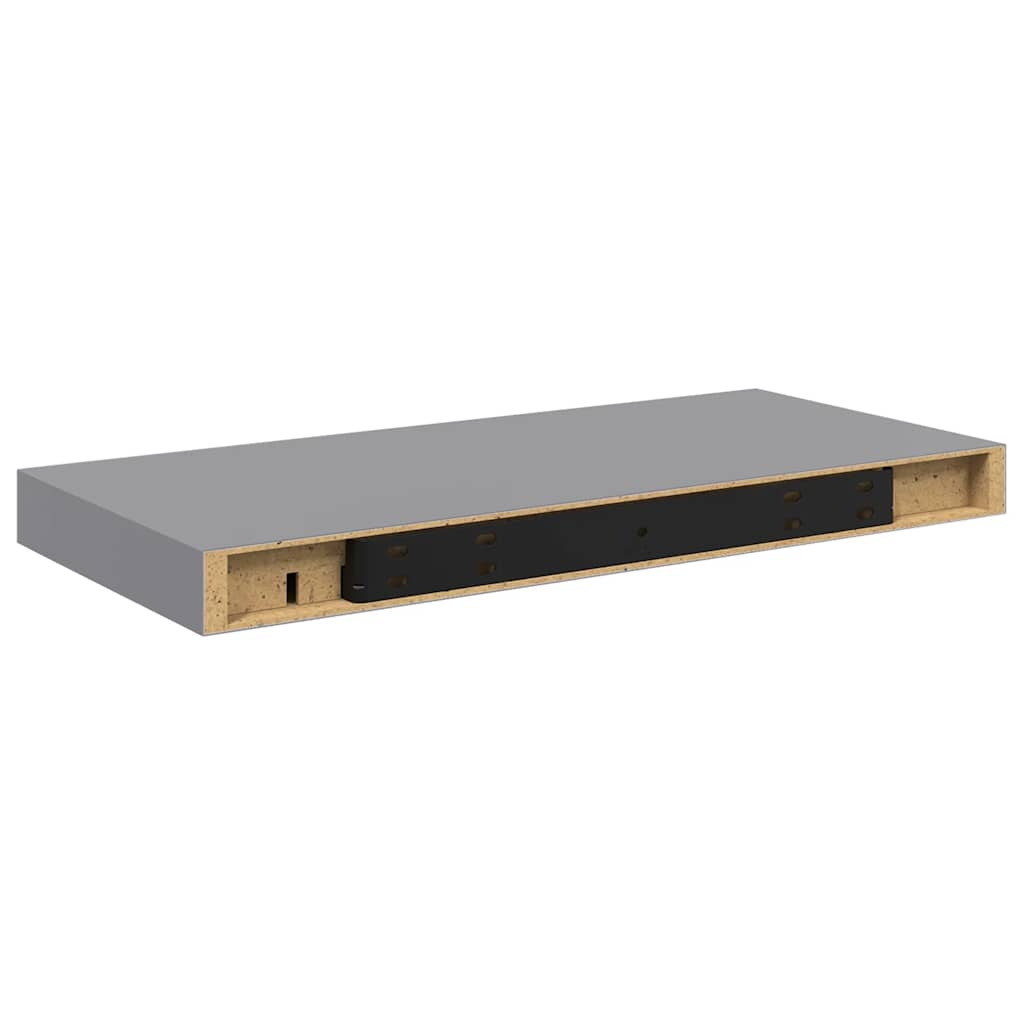 2 db szürke MDF fali polc 50 x 23,5 x 3,8 cm