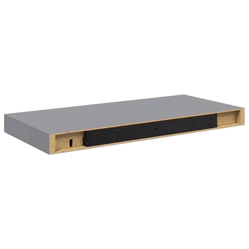4 db szürke MDF lebegő fali polc 50 x 23,5 x 3,8 cm