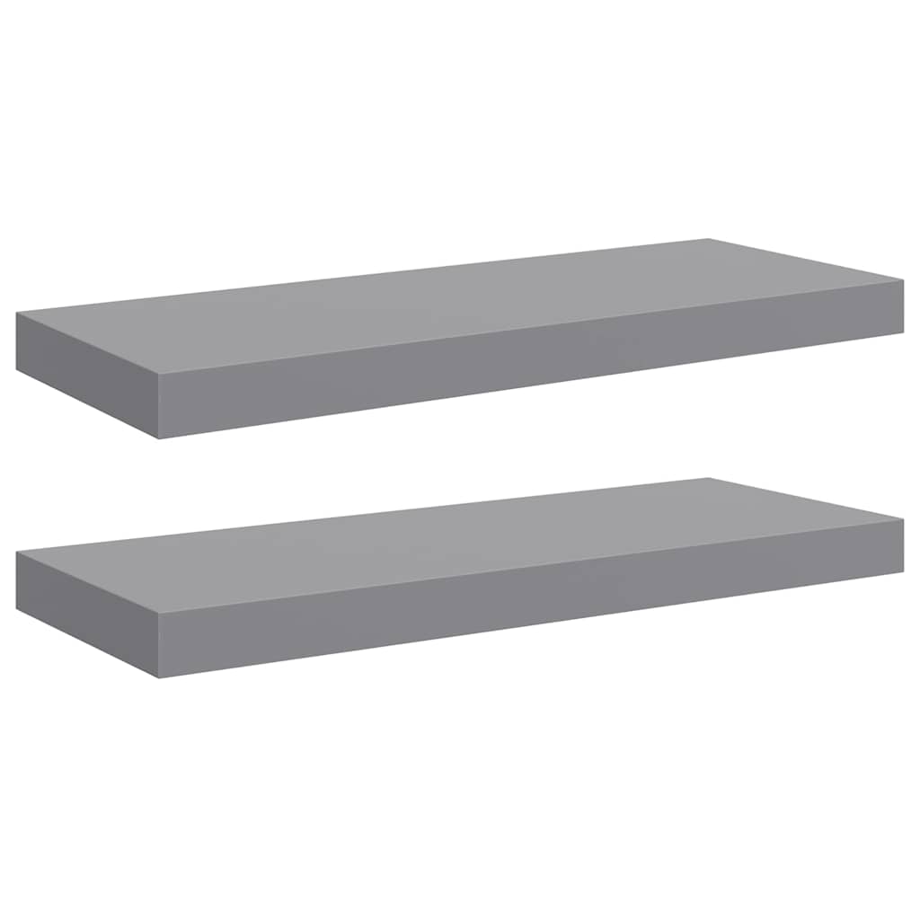 2 db szürke MDF fali polc 60 x 23,5 x 3,8 cm