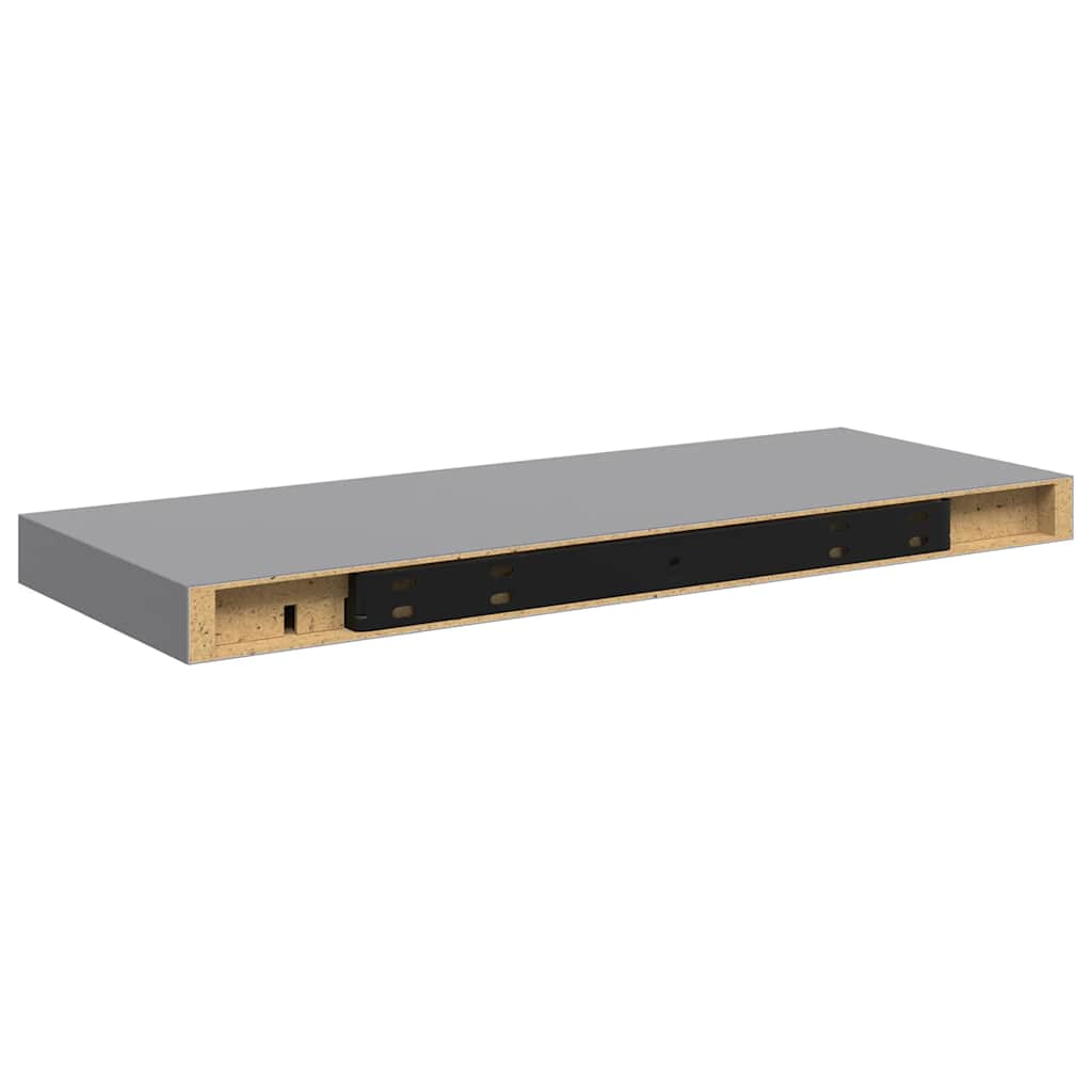 2 db szürke MDF fali polc 60 x 23,5 x 3,8 cm