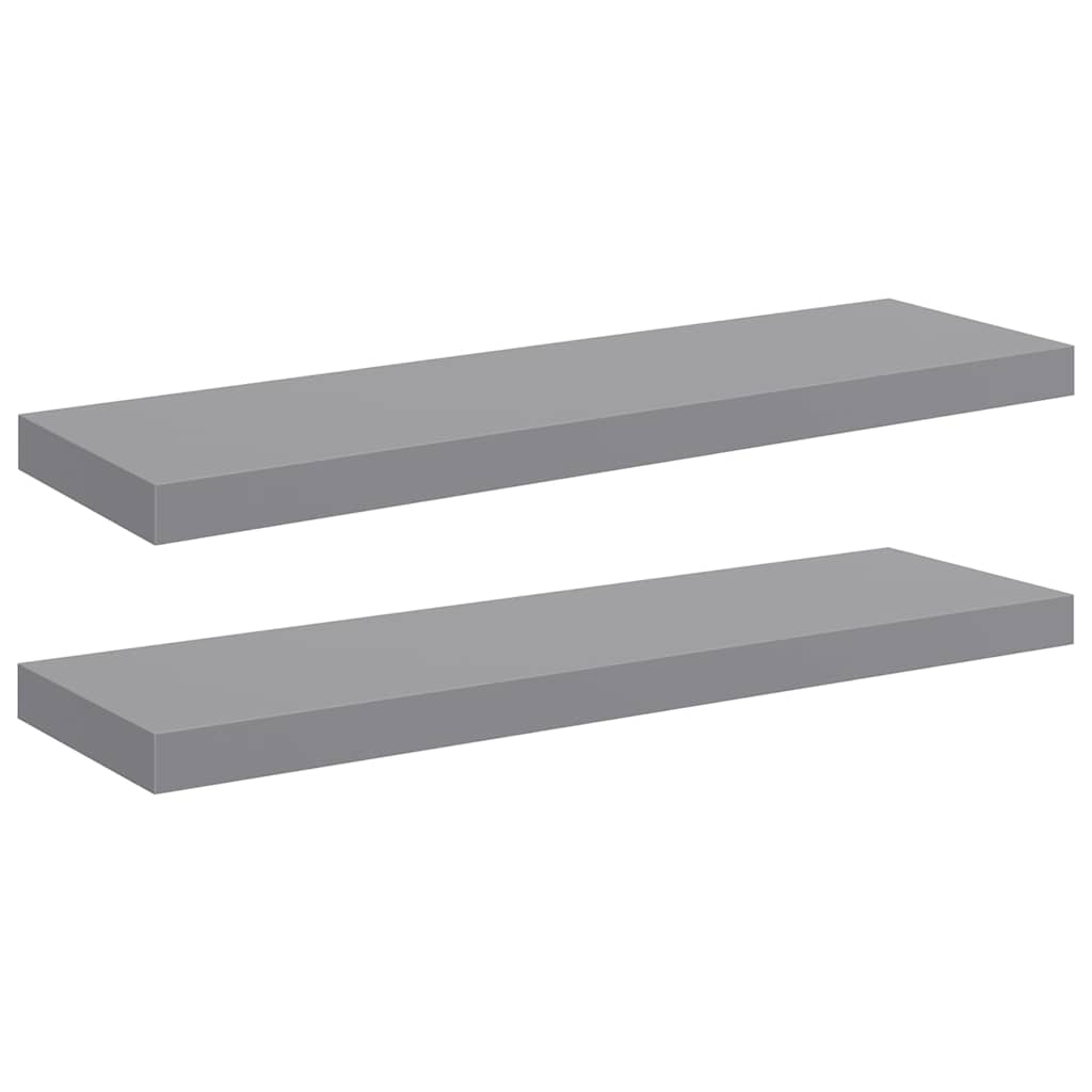 2 db szürke MDF lebegő fali polc 80 x 23,5 x 3,8 cm