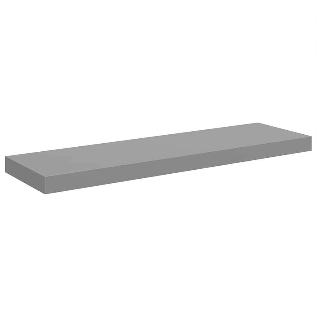 2 db szürke MDF lebegő fali polc 80 x 23,5 x 3,8 cm