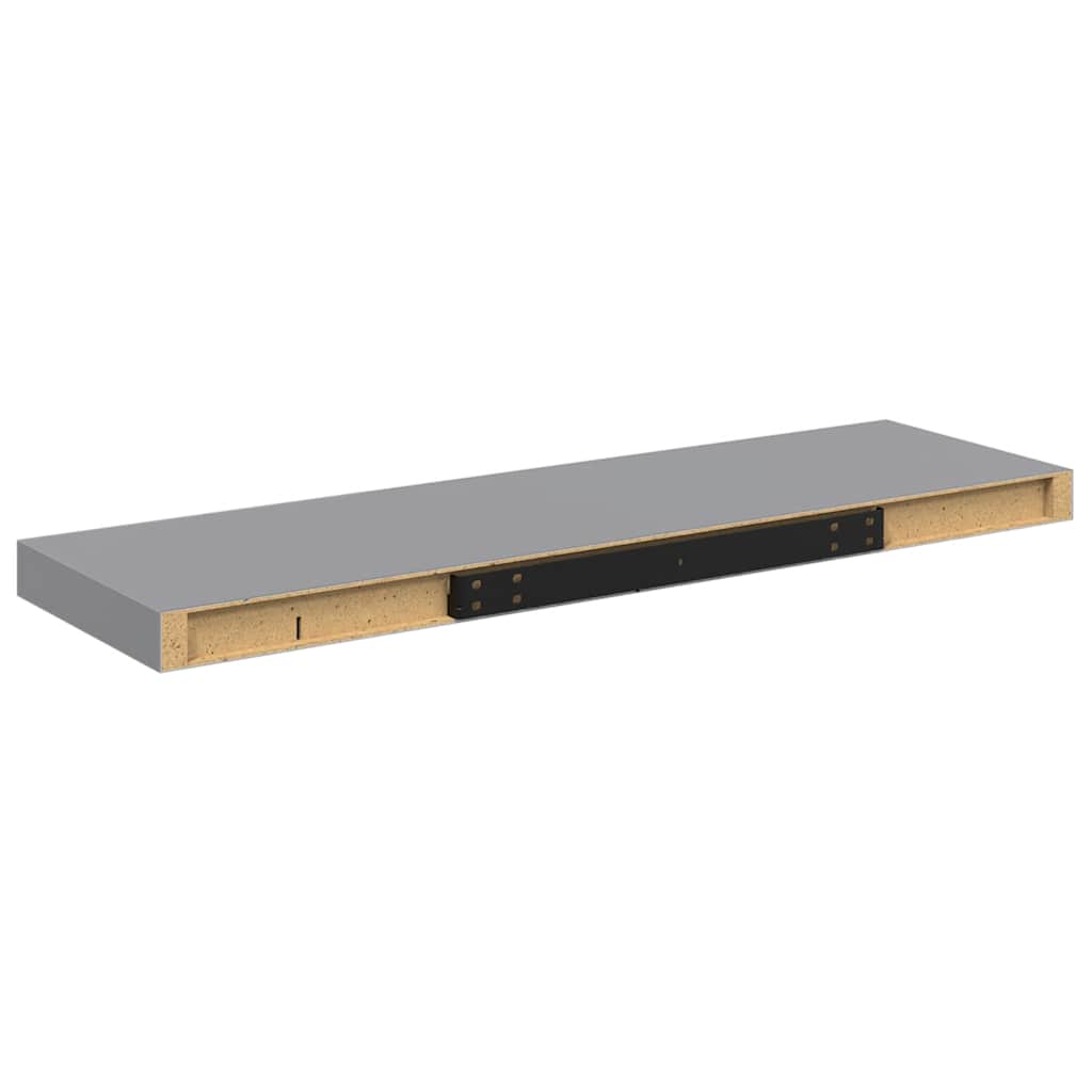 2 db szürke MDF lebegő fali polc 80 x 23,5 x 3,8 cm