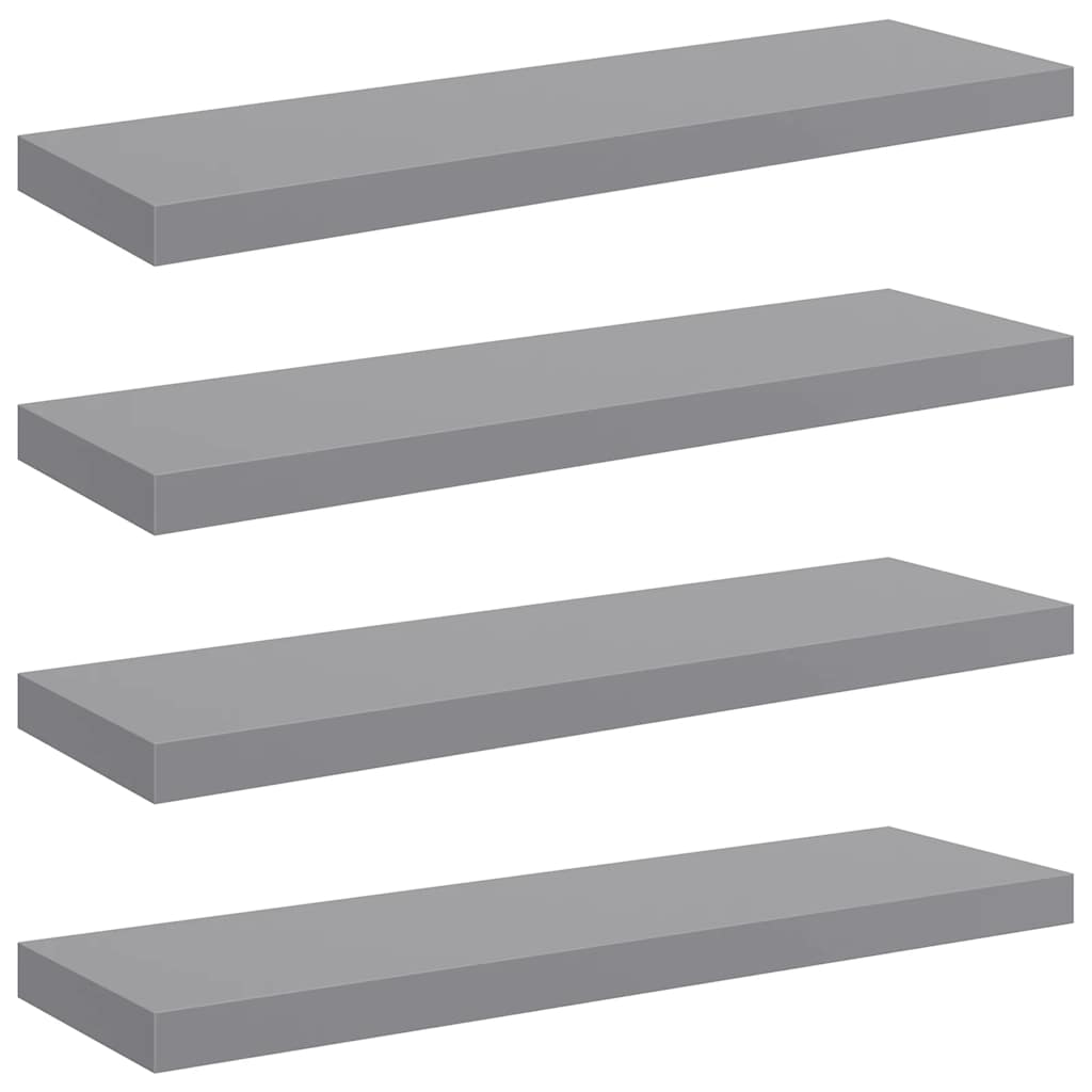 4 db szürke MDF lebegő fali polc 80 x 23,5 x 3,8 cm